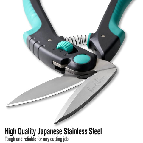 Heavy Duty Multipurpose Angled Craft Scissors 10 Inch Japanese Stainless Steel Serrated Blade Industrial Shears close-up