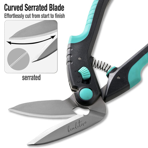 Heavy Duty Multipurpose Angled Craft Scissors 10 Inch Japanese Stainless Steel Serrated Blade Industrial Shears