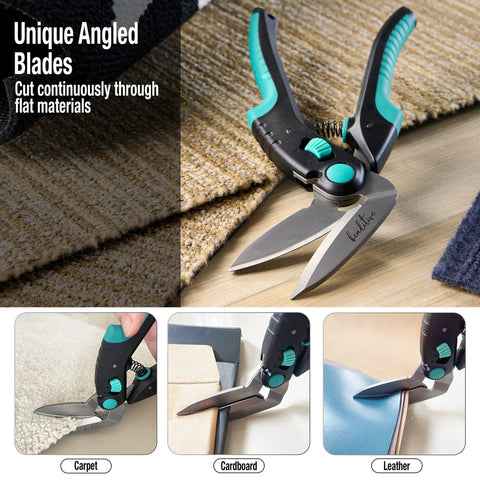Heavy Duty Multipurpose Angled Craft Scissors 10 Inch Japanese Stainless Steel Serrated Blade Industrial Shears cutting carpet