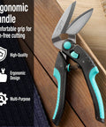 Heavy Duty Multipurpose Angled Craft Scissors 10 Inch Japanese Stainless Steel Serrated Blade with ergonomic handle on table