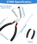 Electrical Disconnect Pliers Set For Cars And Auto Repairs shown with dimensions, includes straight pliers with rubber grips.