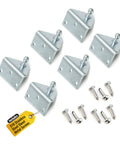Set Of Six Angled Gas Strut Mounting Brackets With 10 Mm Ball Stud Blue White Zinc Plated 12 Gauge Steel Includes Stainless Steel Screws