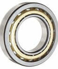 Front view of SKF 7307 BECBM angular contact ball bearing with 35 mm bore, brass cage, robust bearing steel construction.