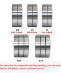 Various arrangements of Angular Contact Ball Bearing Pair 71807AC 35x47x7mm P5 shown in back to back, face to face alignments.