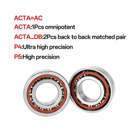 Angular Contact Ball Bearing Pair 71807AC 35x47x7mm P5 High Precision For Machine Tool Spindles, side view showing two back-to-back bearings.