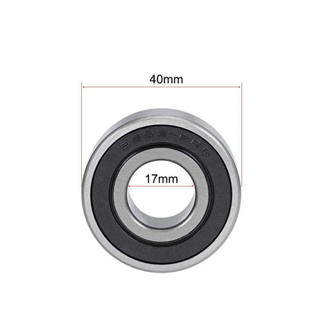 Angular contact bearing 17x40x17.5mm sealed on both sides 3203-2RS pack of 2, end view showing diameter measurements.