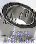 Angular Contact Bearing A/C Sealed 40x62x24mm, chrome steel, rubber-sealed, side view showing dimensions and branding.