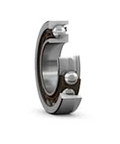 SKF 7211 BEP angular contact bearing with a 55 mm bore, side view showing non-metallic cage and steel components.