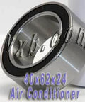 Angular Contact Bearing A/C Sealed 40x62x24mm close-up with rubber seals, chrome steel