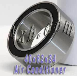 Angular Contact Bearing A/C Sealed 40x62x24mm close-up with rubber seals, chrome steel