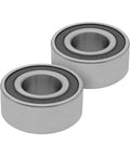 Two Pack Angular Contact Ball Bearings 25mm ID 52mm OD 20.6mm Wide Sealed 2RS in silver casing, side view