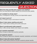 Image of frequently asked questions about Sleeve Stars Ankle Brace For Women And Men Breathable Ankle Support Sleeve With Removable Strap For Sprain Recovery And Plantar Fasciitis Relief Provides Adjustable Compression And Secure Comfort Fit For Daily Activities Black Ten To Twelve Inches