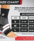 Size chart for Sleeve Stars Ankle Brace For Women And Men Breathable Ankle Support Sleeve With Removable Strap, showing measurements.
