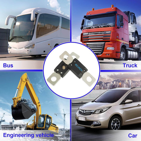 60A ANM Bolt-On Fuse Pack for Cars, Trucks, RVs, Buses and Caravans, shown with vehicles, copper alloy heat sink visible.