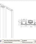 Technical drawing of 83 Inch Continuous Geared Full Surface Anodized Aluminum Door Hinge with detailed measurements.