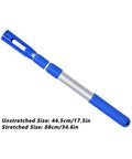 Professional Anodized Aluminum Telescopic Pool Pole 3 Piece Adjustable Expandable With Strong Grip Lock, blue and silver, dimensions visible.