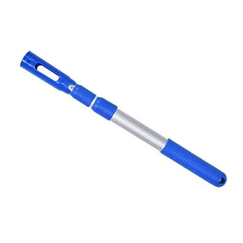 Professional Anodized Aluminum Telescopic Pool Pole 3 Piece Adjustable Expandable With Strong Grip Lock, blue handle, side view