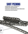 ANSI 25 Roller Chain 10 Feet With 2 Connecting Links shot peening detail for strength and durability in machinery applications
