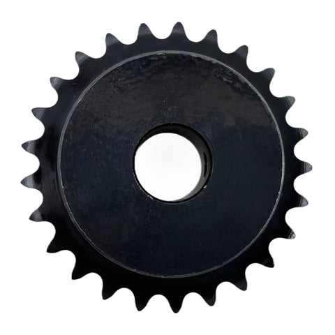 Front view of ANSI 25 Roller Chain Sprocket Type B with 25 teeth, bore 12.7mm, hardened 1045 carbon steel with anti-rust finish.