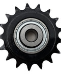 Industrial Grade ANSI 40 Roller Chain Idler Sprocket Type C With Half Inch Bore Seventeen Teeth And Bearing, front view