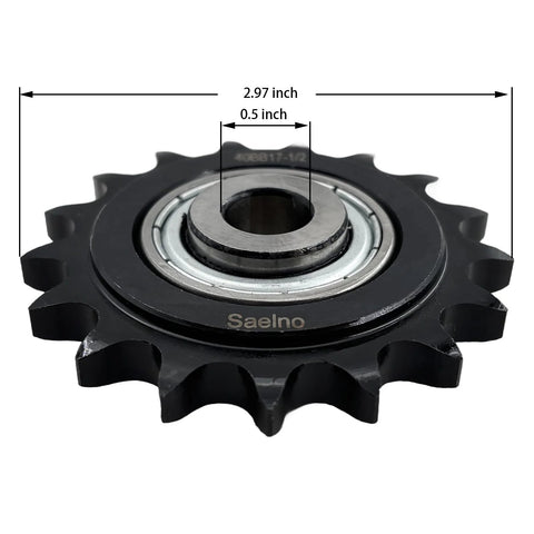 Industrial Grade ANSI 40 Roller Chain Idler Sprocket Type C With Half Inch Bore Seventeen Teeth And Bearing For 40 Chain