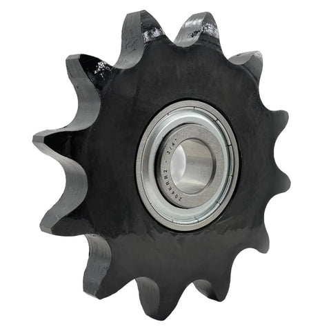 Heavy Duty ANSI 80 Roller Chain Idler Sprocket Type C With Bearing Three Quarter Inch Bore Twelve Tooth Hardened 1045 Carbon Steel