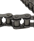 Close-up of Ten Feet Long 80 Roller Chain ANSI No 80 Carbon Steel With 120 Links and One Connecting Link, heat-treated for toughness