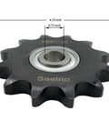 Front view of Heavy Duty ANSI 80 Roller Chain Idler Sprocket Type C With Bearing Three Quarter Inch Bore Twelve Tooth Hardened 1045 Carbon Steel Blackened Surface