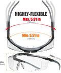 ANSI Z87.1 Plus Anti Fog Lab Safety Glasses Over Eyeglasses With Side Shields, shown with measurements and flexible design.