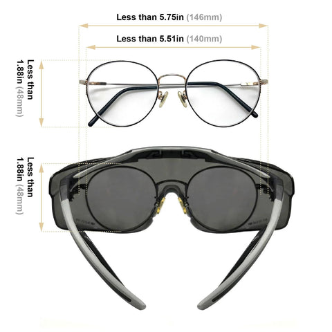 ANSI Z87.1 Plus Anti Fog Lab Safety Glasses Over Eyeglasses With Side Shields size comparison with prescription glasses