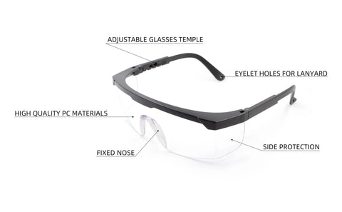 ANSI Z87.1 Anti Fog Safety Goggles With Adjustable Frames for Welding and Lab, featuring side protection and high-quality PC materials