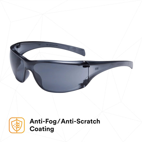 Virtua AP Safety Glasses ANSI Z87 Anti Fog Anti Scratch Gray Lens Side Shields with wraparound design