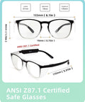 Oversize Anti Fog Safety Glasses For Nurses Z87.1 Certified UV Protection Pink front and side view with dimensions.