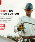 Construction worker wearing ANSI Z87 Safety Glasses With High Contrast Lenses For Men And Women Anti Scratch, demonstrating UV protection.