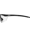 Side view of ANSI Z87 Plus Impact Resistant Polycarbonate Safety Glasses Black Frame Pack 12 with scratch-resistant lenses