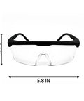 ANSI Z87.1 Anti Fog Safety Goggles With Adjustable Frames for Welding and Lab, front view, lens size 5.8 in by 2.1 in