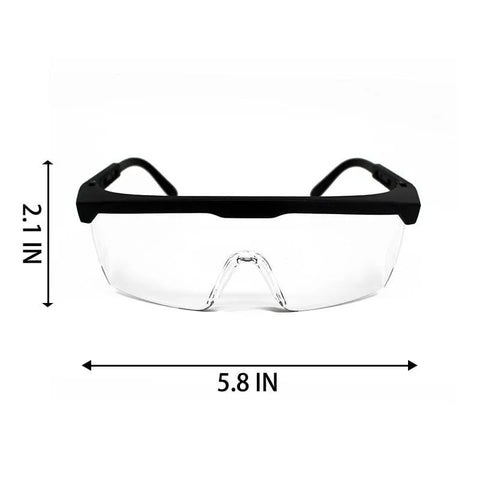 ANSI Z87.1 Anti Fog Safety Goggles With Adjustable Frames for Welding and Lab, front view, lens size 5.8 in by 2.1 in