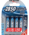 Four-pack of Ansmann 2850mAh AA rechargeable batteries in retail packaging