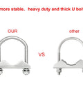 Comparison of two U-bolts, highlighting the Outdoor Antenna Mast Clamp Kit With V Jaw Block And Four U Bolts Heavy Duty Galvanized Iron Hardware
