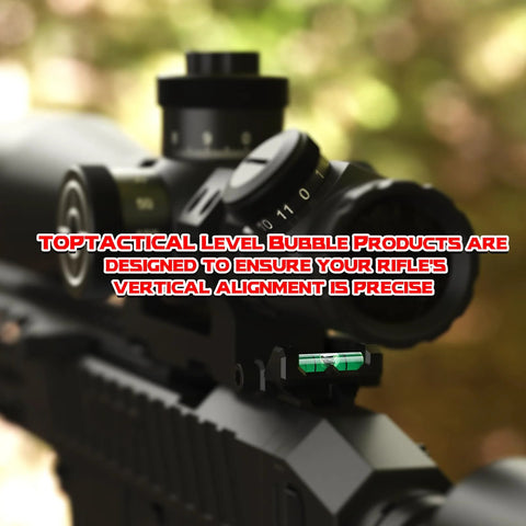Side view of Low Profile Precision Picatinny Anti Cant Level Bubble Extended Version attached to a rifle scope on a Picatinny rail.