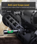 foldable scope leveling kit with anti-cant bubble level attached to a rifle for precision alignment