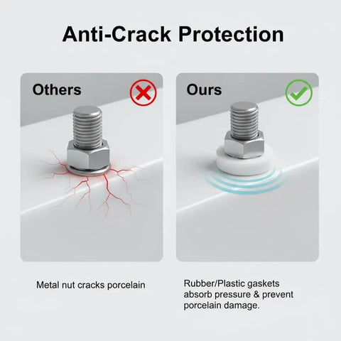 Comparison of metal nut with cracks versus rubber gasket preventing cracks in Heavy Duty Stainless Steel Sink Mounting Kit For Wall Mounted Pedestal Sinks With Expansion Plugs And Rubber Washers Corrosion Resistant 304 Stainless Steel Bathroom Hardware To Stop Wobble And Secure Your Wash Basin.