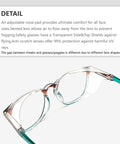 Anti Fog Safety Glasses With Blue Light Blocking UV Protection Z87 Glasses showing clear anti-fog lenses and adjustable nose pad.