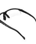 Side view of Anti Fog Hunting Glasses With Case For Adults UV400 Wraparound Safety Glasses showing black frame and clear lenses.