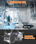 Anti-Fog Indirectly Vented Lab Goggles Over Glasses Wide Vision Splash-Proof with clear lens showing fog comparison