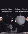Comparison of Anti Fog Lens Wipes 200 Count Pre Moistened Glasses Screen Cleaner Portable and ordinary cloth on lenses