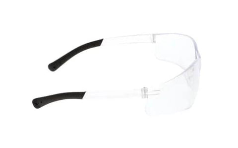 Side view of BearKat 3 Anti Fog Polycarbonate Safety Glasses with Non Slip Temples, featuring clear lenses and black temple sleeves.