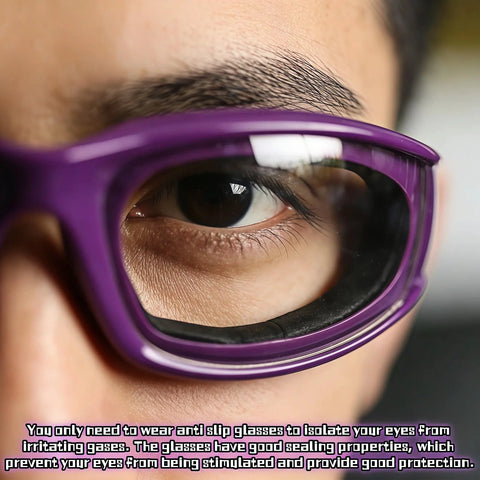 Close-up of Anti Fog Onion Goggles With Ultra Light Frame For Tear Free Cooking Purple