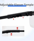 Close-up of adjustable temple on Anti Fog Safety Glasses Clear Goggles Over Spec Protective Eyewear Vision 4 Pack