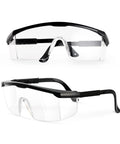 2 Pack Anti Fog Safety Glasses for Men and Women with ANSI Z87 UV Protection, polycarbonate lenses, black frame, front and side view